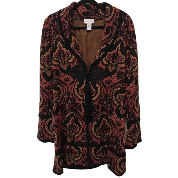 Soft Surroundings Sweaters - Soft Surroundings Tapestry Brown Paisley wool blend Sweater Coat size S